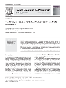 The History and Development of Australia's Black Dog Institute