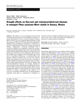 Drought Effects on Fine-Root and Ectomycorrhizal-Root Biomass in Managed Pinus Oaxacana Mirov Stands in Oaxaca, Mexico