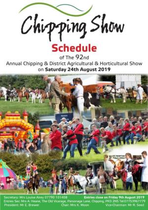 Chipping Show Schedule 2019