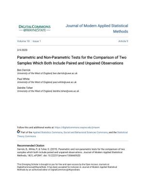 Parametric and Non-Parametric Tests for the Comparison of Two Samples Which Both Include Paired and Unpaired Observations