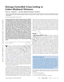 Entropy-Controlled Cross-Linking in Linker-Mediated Vitrimers