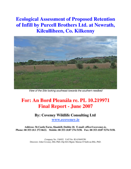 Ecological Assessment of Proposed Retention of Infill by Purcell Brothers Ltd