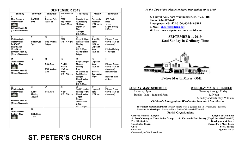 September 1, 2019 Bulletin