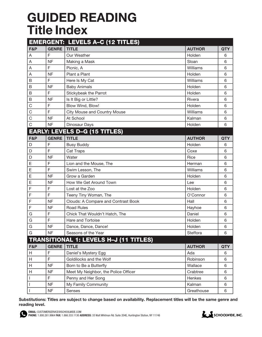 GUIDED READING Title Index