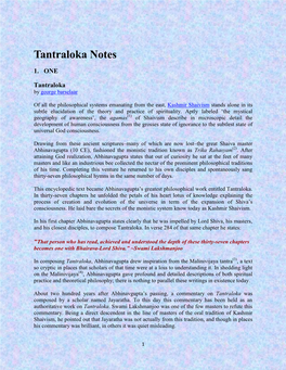 Tantraloka Notes