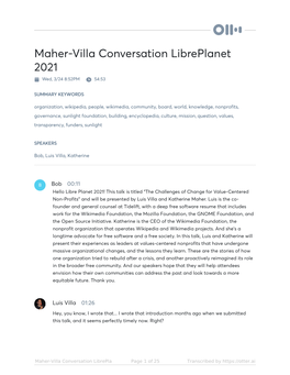 Maher-Villa Conversation Libreplanet 2021 Wed, 3/24 8:52PM 54:53