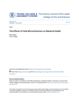 The Effects of Fetal Microchimerism on Maternal Health