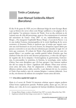 Tintín a Catalunya Joan Manuel Soldevilla Albertí (Barcelona)