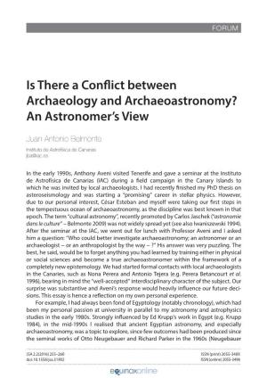 Is There a Conflict Between Archaeology and Archaeoastronomy? an Astronomer’S View