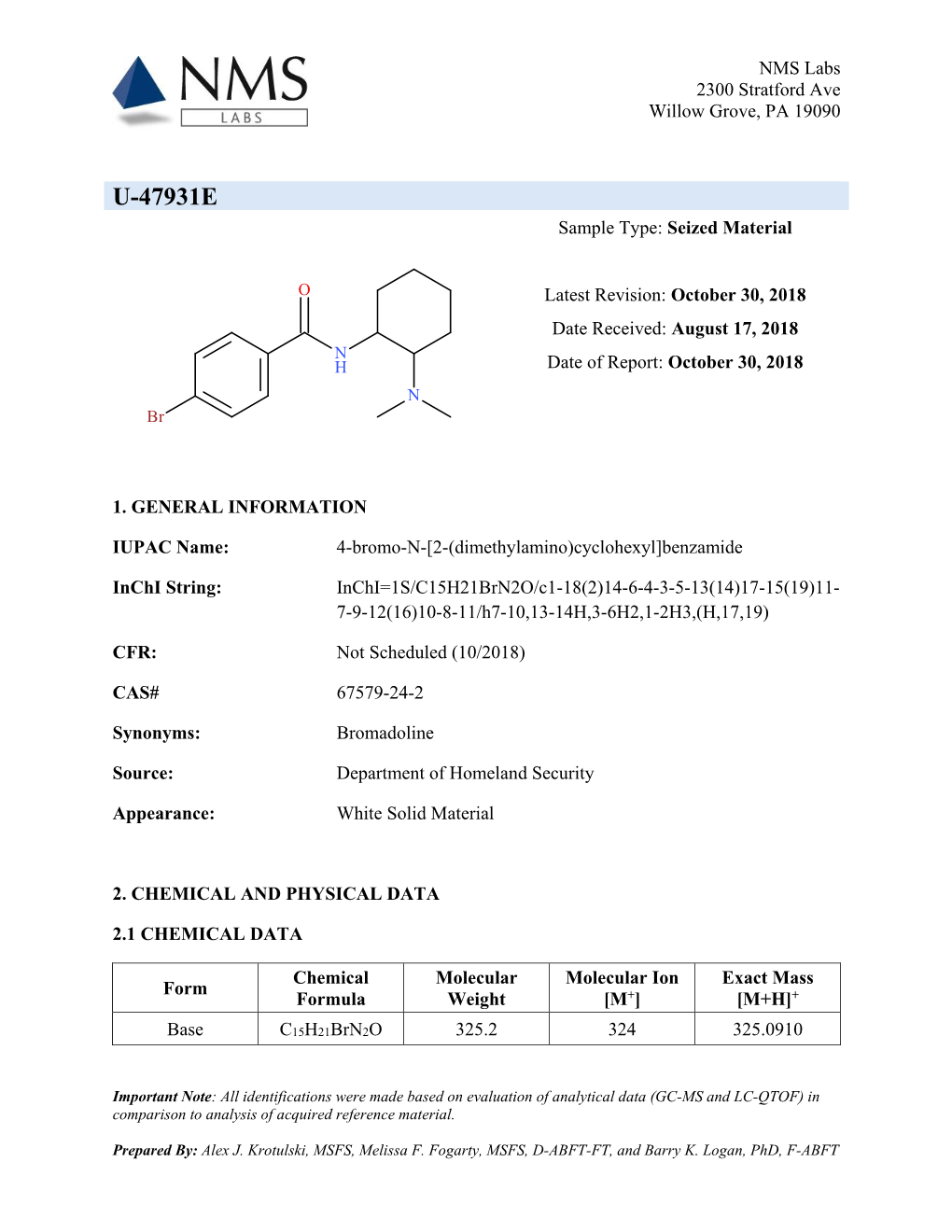 U-47931E Sample Type: Seized Material