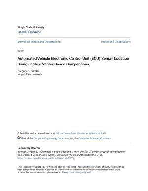 Automated Vehicle Electronic Control Unit (ECU) Sensor Location Using Feature-Vector Based Comparisons