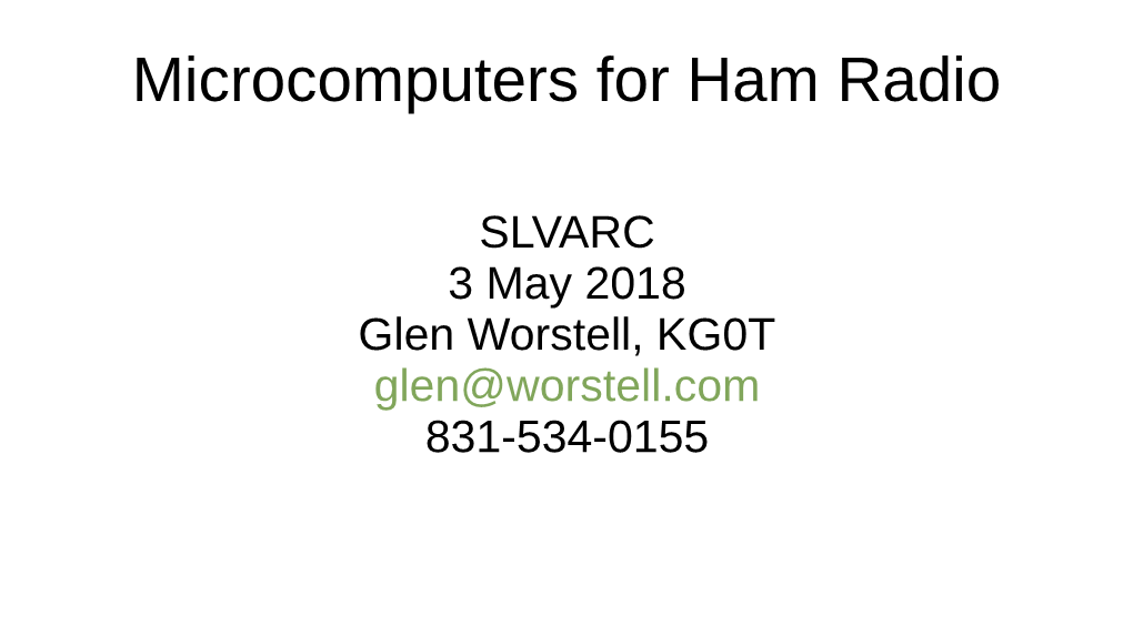 Microcomputers for Ham Radio