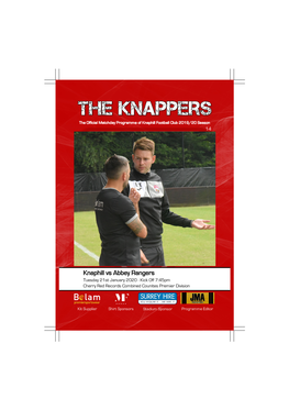 Knaphill Vs Abbey Rangers Tuesday 21St January 2020 - Kick Off 7:45Pm Cherry Red Records Combined Counites Premier Division
