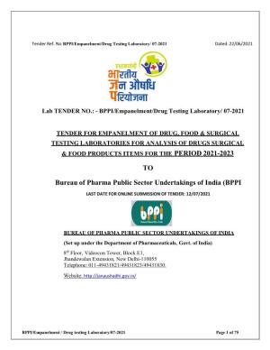 TO Bureau of Pharma Public Sector Undertakings of India (BPPI