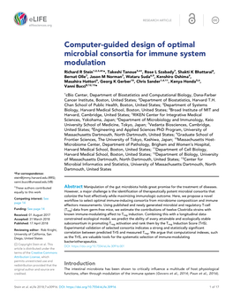 Computer-Guided Design of Optimal Microbial Consortia for Immune