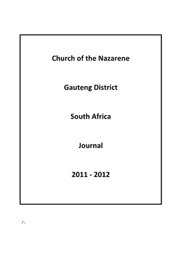 Church of the Nazarene Gauteng District South Africa Journal 2011