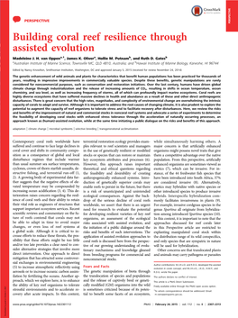 Building Coral Reef Resilience Through Assisted Evolution Madeleine J