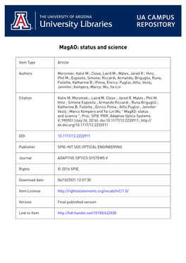 Magao: Status and Science