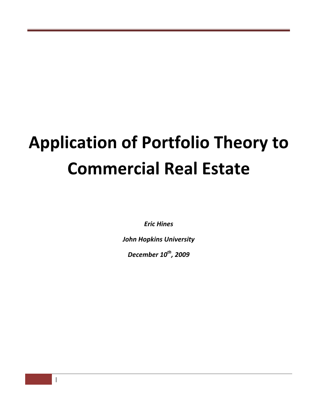 Application of Portfolio Theory to Commercial Real Estate