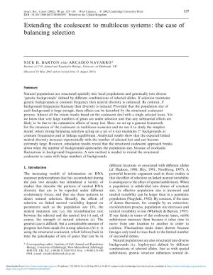 Extending the Coalescent to Multilocus Systems: the Case of Balancing Selection