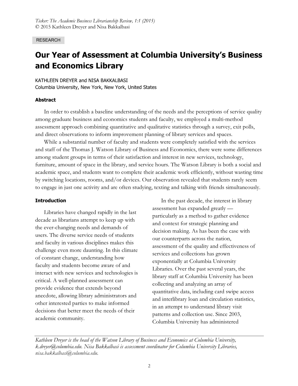 Our Year of Assessment at Columbia University's Business And