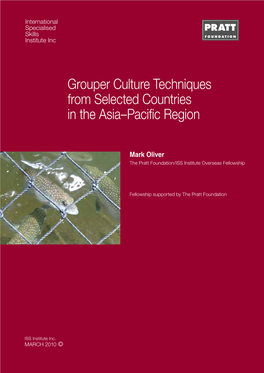 Grouper Culture Techniques from Selected Countries in the Asia–Pacific Region