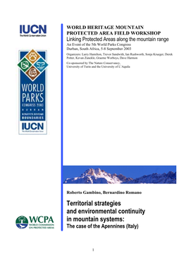 Territorial Strategies and Environmental Continuity in Mountain Systems: the Case of the Apennines (Italy)