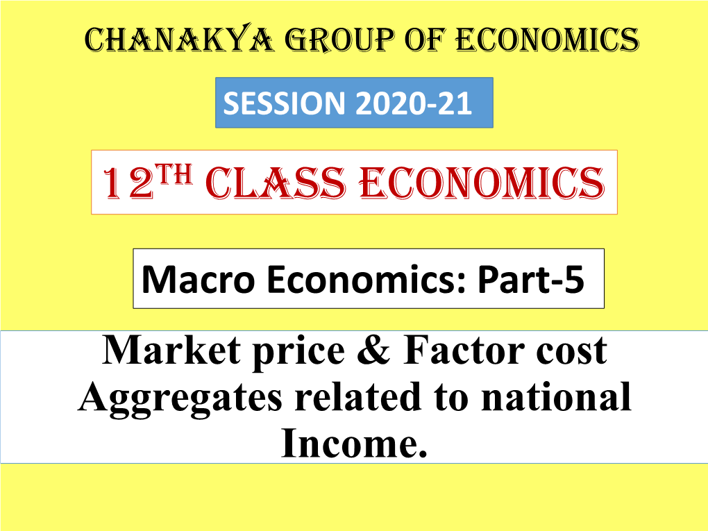12Th Class ECONOMICS