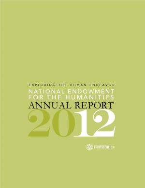 2012 Annual Report of the National Endowment for the Humanities