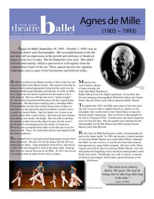 Agnes De Mille Theatre Allet (1905 ~ 1993) Diana Byer, Artistic Directorbexquisite Little Ballets