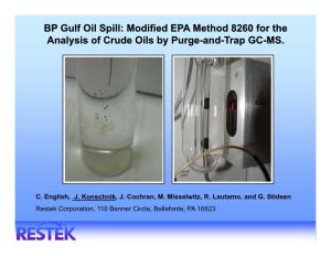 Modified EPA Method 8260 for the Analysis of Crude Oils by Purgepurge--Andand--Traptrap GCGC--MS.MS
