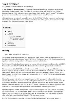 Web Browser a C-Class Article from Wikipedia, the Free Encyclopedia