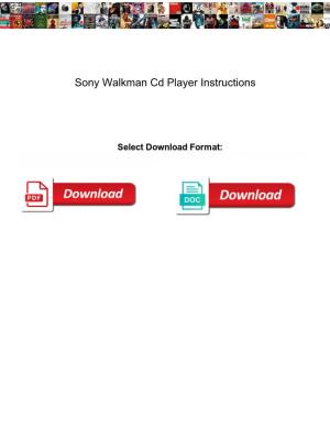 Sony Walkman Cd Player Instructions