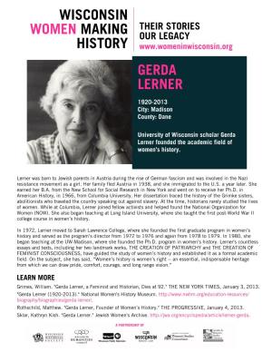 Gerda Lerner Wisconsin Women Making History