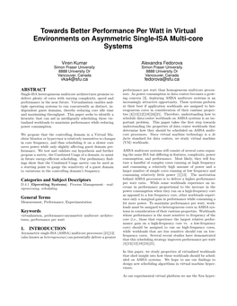 Towards Better Performance Per Watt in Virtual Environments on Asymmetric Single-ISA Multi-Core Systems