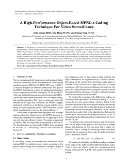 A High-Performance Object-Based MPEG-4 Coding Technique for Video Surveillance