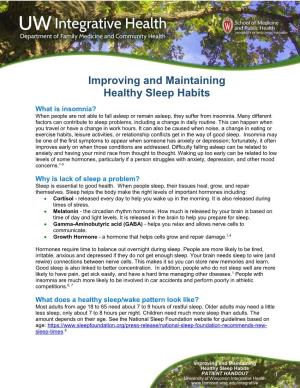 Improving and Maintaining Healthy Sleep Habits