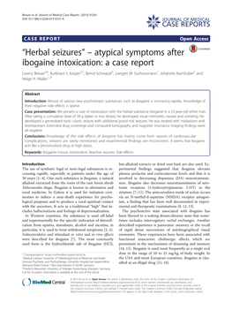 “Herbal Seizures” – Atypical Symptoms After Ibogaine Intoxication: a Case