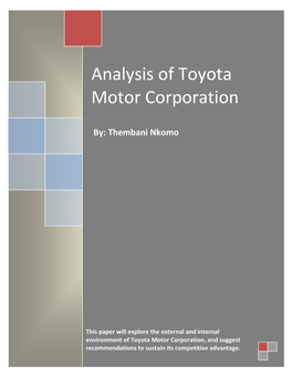 Analysis of Toyota Motor Corporation