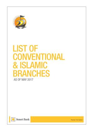 List of Conventional & Islamic Branches
