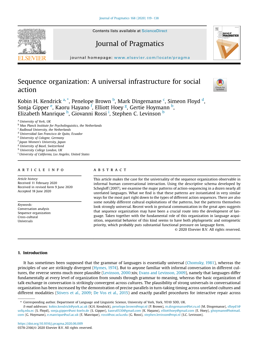 Sequence Organization: a Universal Infrastructure for Social Action