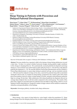 Sleep Timing in Patients with Precocious and Delayed Pubertal Development