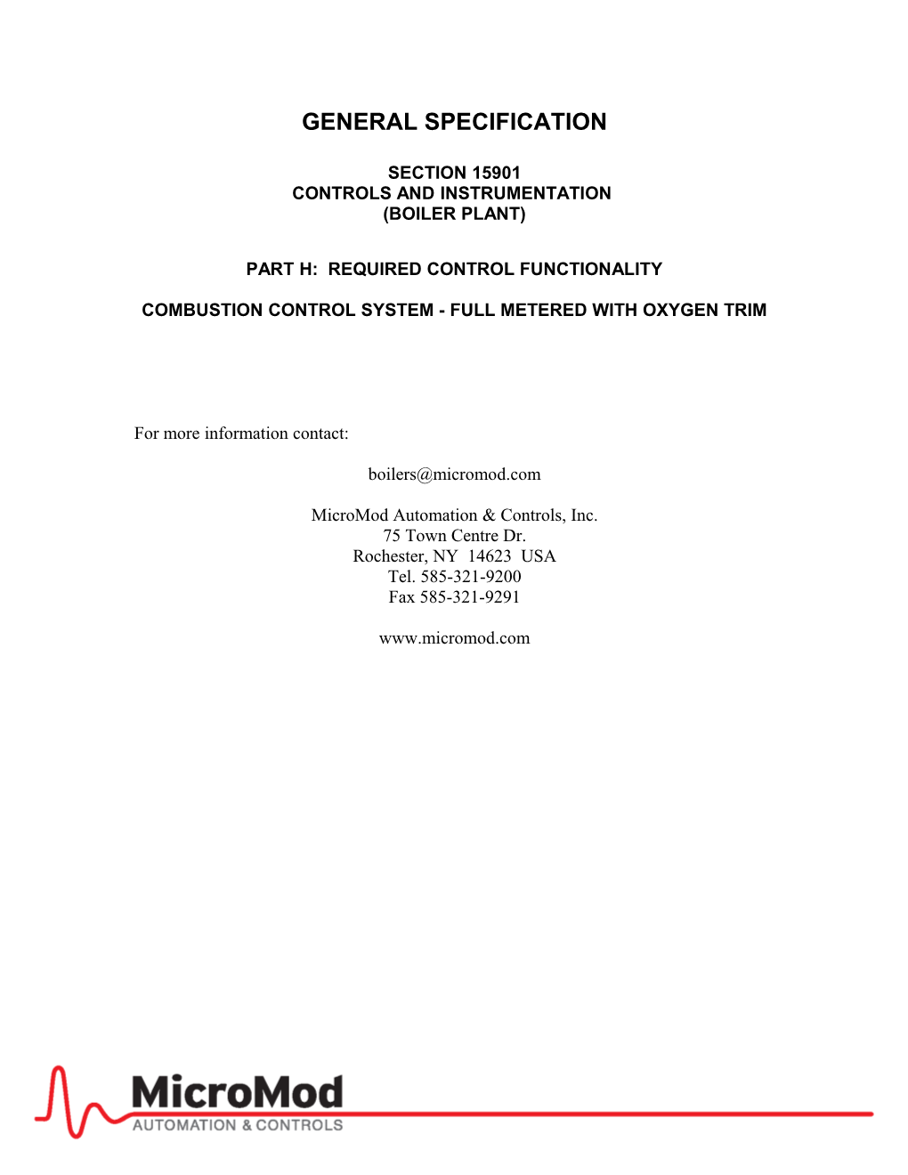 Combustion Control System - Full Metered with Oxygen Trim