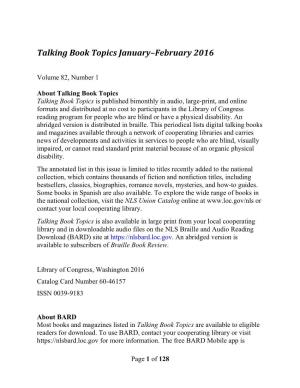 Talking Book Topics January-February 2016