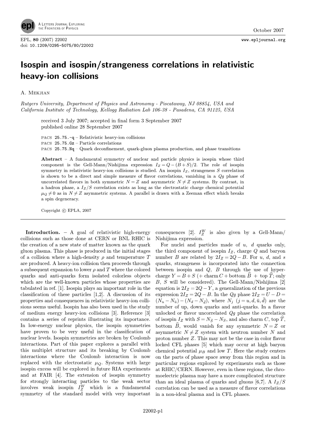 Isospin and Isospin/Strangeness Correlations in Relativistic Heavy-Ion Collisions