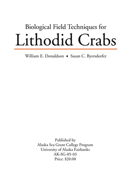 Biological Field Techniques for Lithodid Crabs