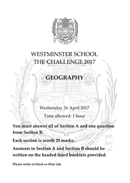 Westminster School the Challenge 2017 Geography