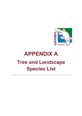 Tree and Landscape Species List