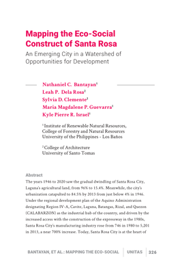 Mapping the Eco-Social Construct of Santa Rosa an Emerging City in a Watershed of Opportunities for Development