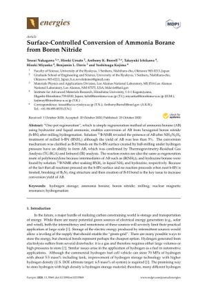 Surface-Controlled Conversion of Ammonia Borane from Boron Nitride
